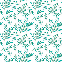seamless leaves pattern background. green leaves vector pattern background.