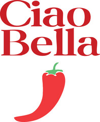 Ciao Bella chilli cute pepper peppers chilli spicy margs trend hot cayenne postcards italy  trending Script Slogan Graphic Positano Amalfi Sorrento Tee t-shirt logo artwork typography tote badger red