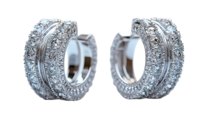 Elegant silver hoop earrings sparkling with brilliance and sophistication on display