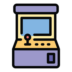 Arcade machine icon in flat line style representing retro gaming entertainment and classic video games ideal for gaming culture nostalgia and amusement concepts.