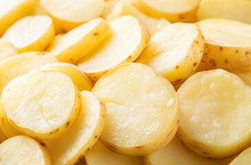Close-up of sliced potatoes showing texture and freshness,