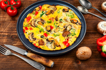 Healthy Mussels Omelet for Breakfast.