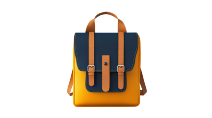Aesthetic backpacks style. Stylish backpack with blue and yellow design elements.