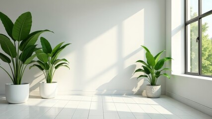 Serene Indoor Space with Lush Green Plants