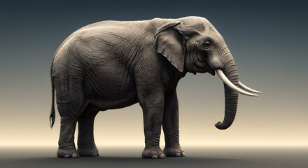 Obraz premium African Elephant Standing Still Gray Scale Image Animal Photography