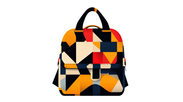 Aesthetic backpacks style. Colorful geometric backpack with modern design.