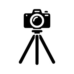 Camera on tripod silhouette icon