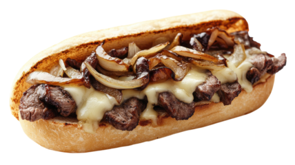 Savory sandwich creation with melt-in-your-mouth steak and caramelized onions