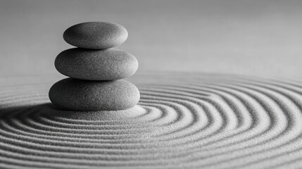 Zen stones balanced on sand (2)