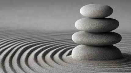 Zen stones balanced on sand (3)