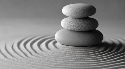 Gray stones balanced on sand