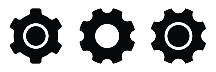 Settings icon. Gear setting icon set. Cog wheel icon. Black settings gear icon. Simple cogwheel vector for digital and print use.
