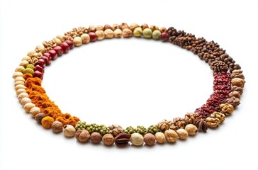 Obraz premium Exotic spices from around the world, arranged in a circle,
