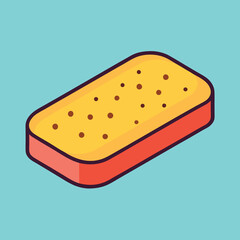 Eraser Vector Illustration on Light Blue Background, A simple vector illustration of an eraser with a yellow top and red bottom, set against a light blue background.
