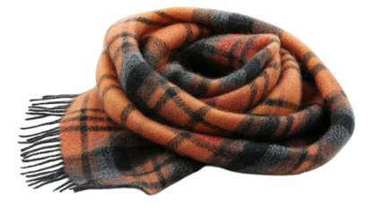 Cozy plaid scarf wrapped elegantly for warmth during brisk autumn days