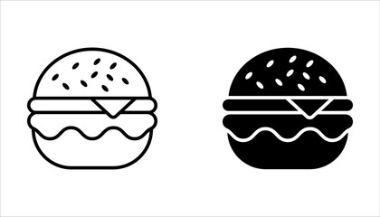 Burger icon set. cheese burger Symbol. hamburger sign. for mobile concept and web design. vector illustration on white background