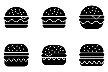 Burger icon set. cheese burger Symbol. hamburger sign. for mobile concept and web design. vector illustration on white background