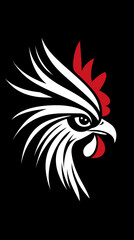 Fototapeta premium Minimalist Black and White Rooster Vector Illustration with Bold Design Elements