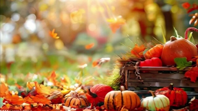 Bright holiday composition for happy celebrate Thanksgiving, abstract vivid composition consists of background