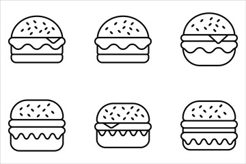 Burger icon set. cheese burger Symbol. hamburger sign. for mobile concept and web design. vector illustration on white background
