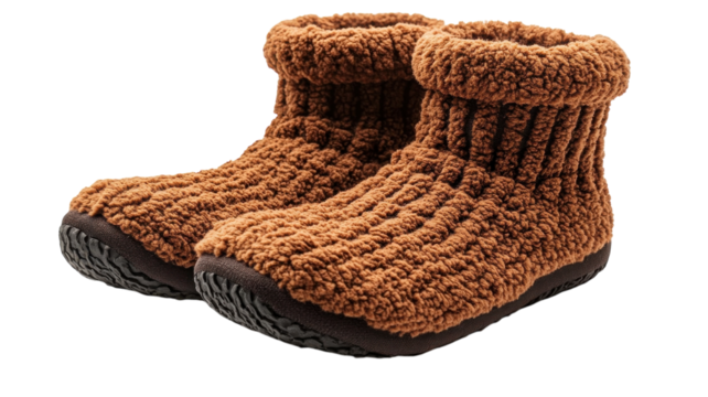 Cozy brown slippers perfect for autumn evenings spent by the fireplace