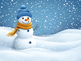 Fototapeta premium Simple snowman sketch with snowflakes, elegant web design element