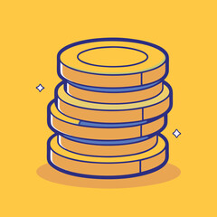 Vector illustration of a stack of coins, A vector illustration of a stack of coins, symbolizing savings, wealth, or financial growth. Ideal for money, finance, and investment themes.
