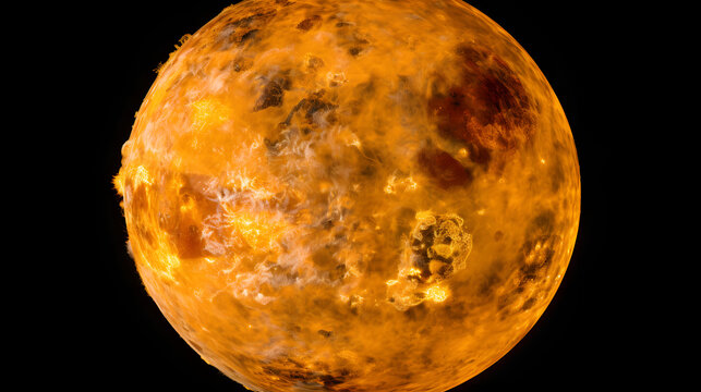Radiant sun glowing brightly in the cosmic background signifying a goldilocks zone with a habitable planet orbiting a star in space.