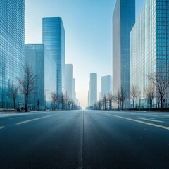 Fototapeta premium Empty Beijing square amid modern offices