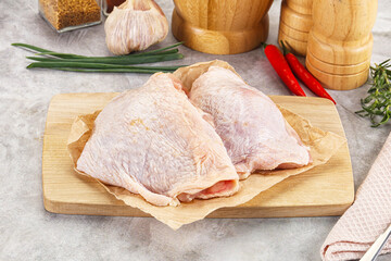 Raw chicken thigh for cooking