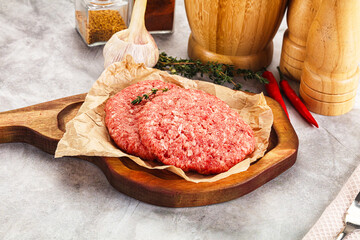 Raw beef minced meat cutlet