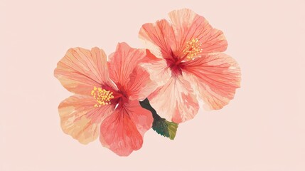Obraz premium Delicate Pink Hibiscus Flowers on Soft Background Canvas Art