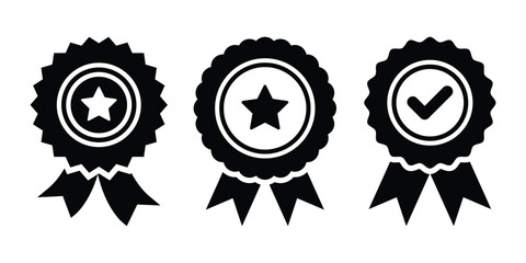 Certified verification badge icons. A set of approved check marks and guaranteed quality symbols.