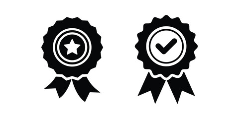 Quality badge and certification icon set. Includes banners, ribbons, premium labels, guarantee symbols, and medals.