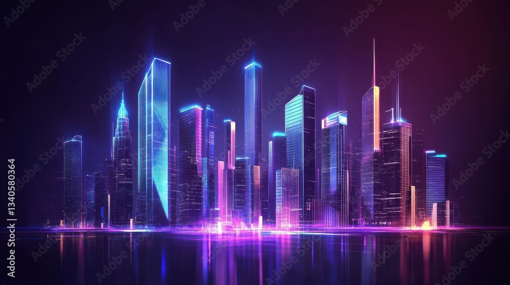 Poster futuristic user interface with a hologram of the city. game interfaces graphical technical control. 