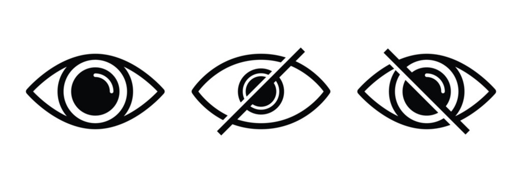 Hide and show password icon. Eye symbol for visibility and invisibility settings. Vector EPS 10.