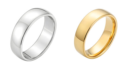 Luxury golden and silver rings.