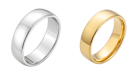 Luxury golden and silver rings.