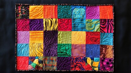 Colorful Patchwork Quilt with Vibrant Designs