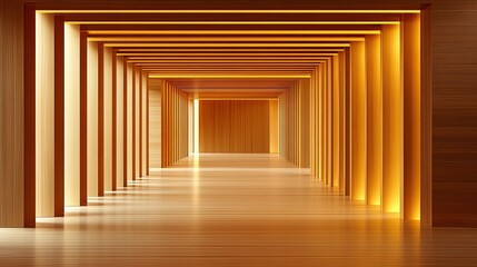 Modern Minimalist Interior Hallway with Wooden Walls and Lighting