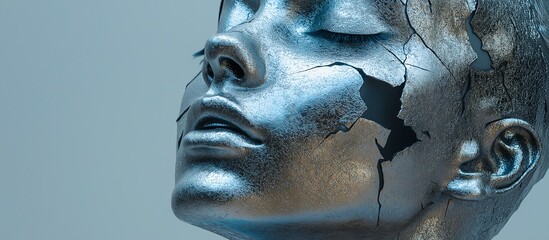 Sculptural image at the exhibition. Illustration on the theme of art and exhibitions, man and volume