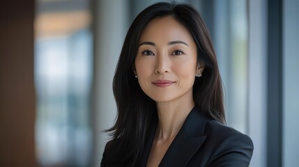 Confident mid age Asian businesswoman corporation leader presenting successful project financial results talking to audience pointing standing at board room in modern office. Business career concept.