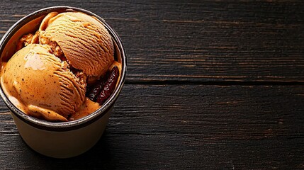 Delicious Caramel Ice Cream Scoops in a Cup