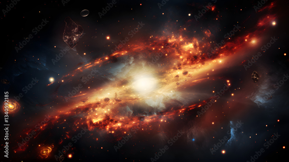 Canvas Prints vibrant and colorful space scene depicting the distortion of space-time fabric through gravitational