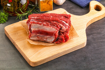 Raw beef ribs for cooking