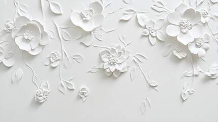 Elegant white floral embossed pattern