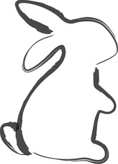 Rabbit in Chinese calligraphy style flat Vector illustration.
Asian Mid-Autumn Festival and Lunar Year of the Rabbit.
Simple ink style bunny line art isolated.
Transparent background.