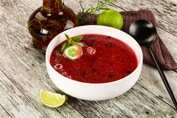 Sweet watermelon gazpacho with cucmber