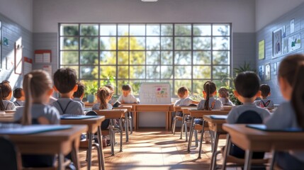Children at school classroom