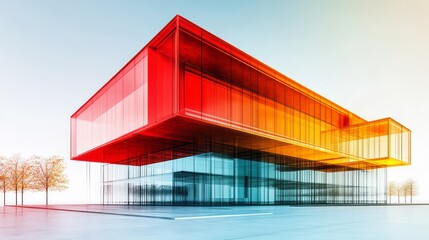 Fototapeta premium Contemporary architectural design showcases a vibrant modern building exterior